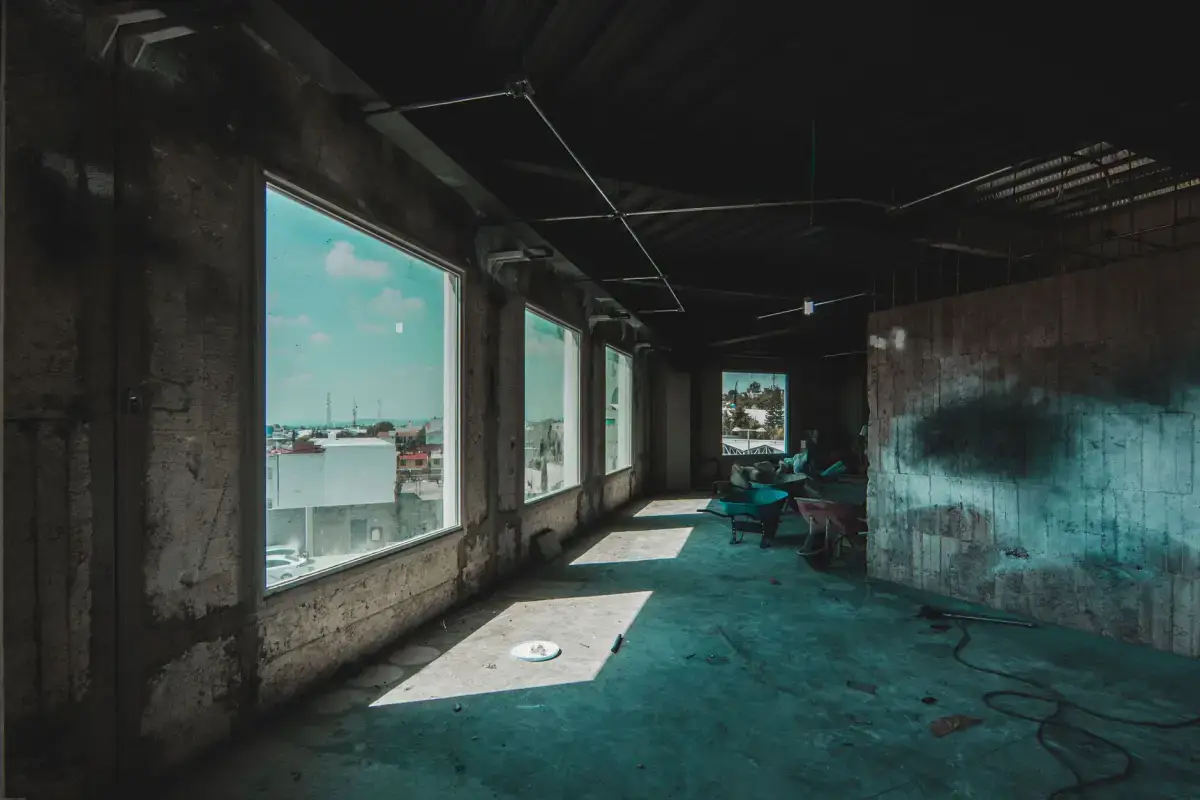 Commercial space mid-renovation with finishing sequenced against the site schedule