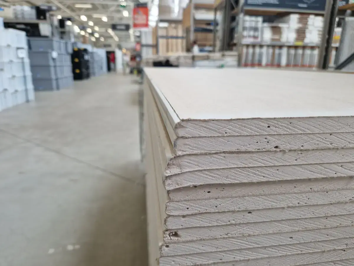 Board panels prepared for texture, ready to sample a pattern before it goes on the wall